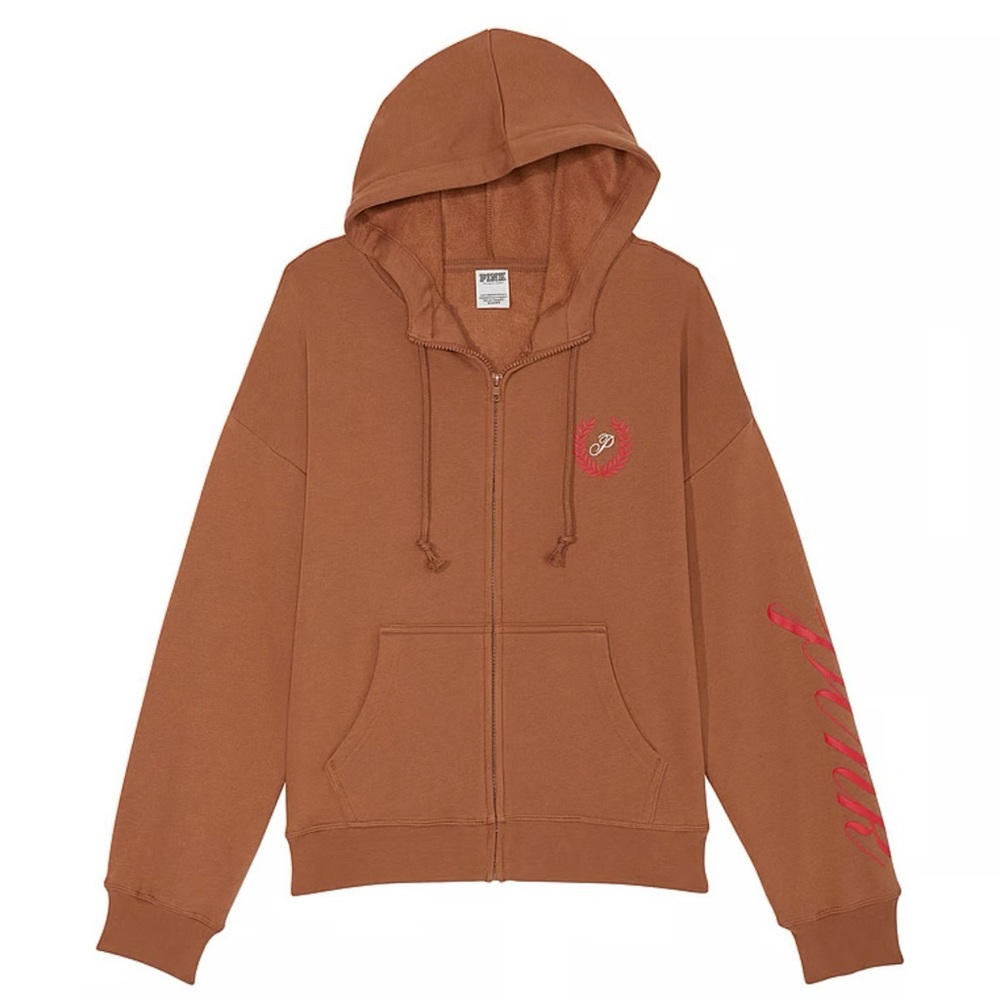 PINK Victoria's Secret Tan Hoodie with Red Logo